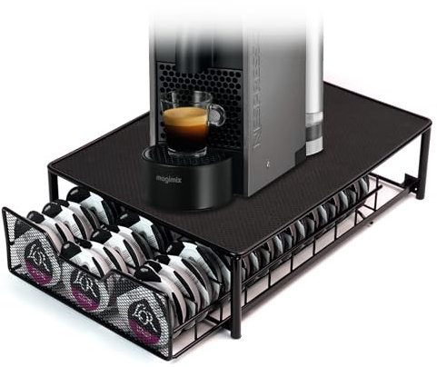 Haphome 54 Kapselhalter für Kapselschublade Aufbewahrung - Kaffee Kapselständer Kapsel Schublade,Kapselspender Rutschfeste Oberseite,Schwarz