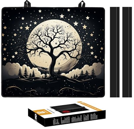 Kitchenraku Hob Cover - Electric, Ceramic, Induction & Glass Hob Protection (Stars & Trees Pattern, 61x53cm)