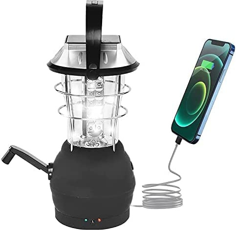 Linterna de Camping con manivela Solar LED, lámpara de Camping con Dinamo de manivela, luz de Emergencia Recargable por USB, Banco de energía de 1200 Mah, lámpara de huracán, Linterna Solar
