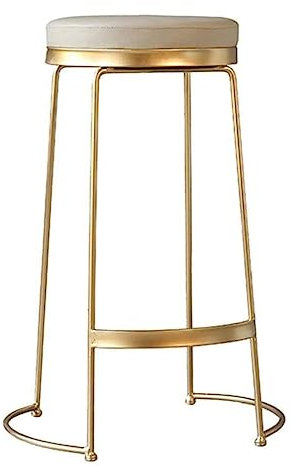 ASHSDI Barhocker Barstuhl Moderne Barhocker, Runder Stuhl, Fußstütze, Lederkissen, Industrieller Barhocker, Metallbeine Für Küche, Pub, Café Küchenstuhl Thekenstühle(Color:Gold,Size:45cm)
