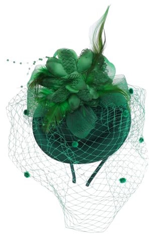 FOMIYES Braut Fascinator Netzstoff Kleiner Retro Haarschmuck Grün Mit Schleier Für Hochzeit Teeparty Festlicher Haarreif