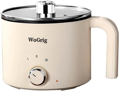 Marmite Chauffante Électrique 1.8L Cocotte Ramen Double Alimentation Portable Multifonctionnelle Pâtes Nouilles Oeufs Soupe Riz Anti-Adhésif Protection