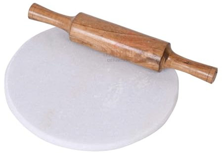 Chakla rotondo in marmo bianco con legno Belan Roti Chapati Maker marmo Chakla con mattarello in legno marmo tagliere