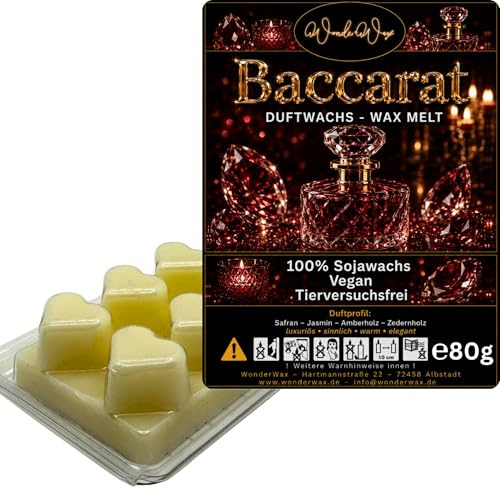WonderWax® Duftriegel 6 x Duftwachs Herzen Weiß Baccarat | Farbe: Weiß | Raumduft für Duftlampen, Wax Melt, Sojawachs, Indoor Duftöl Wachs schmelzen für Aromalampe
