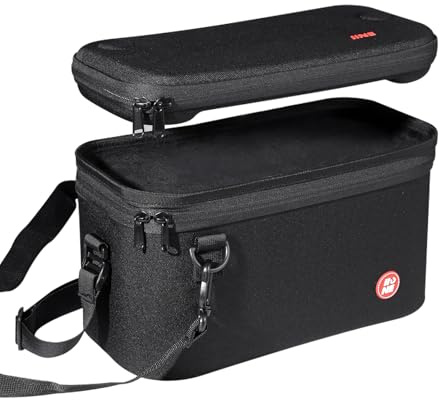 IINE Split Carrying Storage Bag for Switch 2 – Hard Shell Travel Case with Large Capacity, Detachable Layers, and Adjustable Strap – Compatible with Console, Dock, and Accessories(2-in-1 Case, Black)