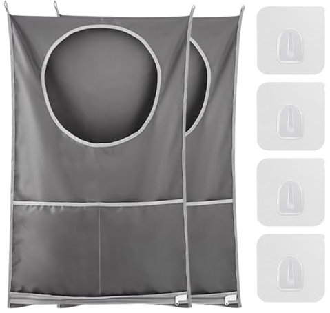 Tibapla 2 Piezas Bolsa ropa Sucia Colgar, Bolsa Plegable de Tela Oxford para Ropa Cesta de Lavandería Colgante Bolsa de Lavandería con 8 Piezas Ganchos para Guardar Ropa Sucia