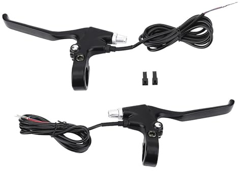 Yulatik 1 Pair 2 Wires Bike Brake Levers, 5.6 FT Durable Left & Right E Bike Bicycle Electric Brake Lever Accessories for 22.5mm Handlebar Mountain Bike, Road Bike