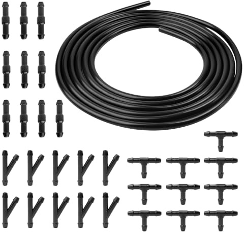 3m Scheibenwaschanlage Schlauch mit 30 Schlauchverbinder 4mm (Y I T-Typ) | Wischwasserschlauch Reparaturset Universal Schlauch Für Scheibenwaschanlage Verbindung Auto-Wasserpumpe und Düse