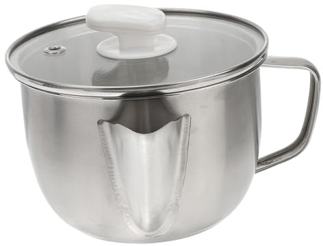 Cabilock Contenitore Inossidabile per Olio con Separatore Grasso Barattolo per Filtrare e Conservare Olio Design Antiscottatura Facile da e Utilizzare Cucina