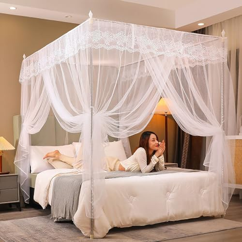 Baldacchino Da Letto Con Design A 3 Ingressi, Eleganti Tende Trasparenti In Poliestere Leggero Per Ragazze E Adulti, Arredamento Da Sogno Per La Camera Da Letto, Ideale Per La Privacy E Il Relax