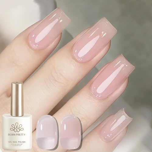 Born Pretty UV Nagellack Jelly Milky Nude Rose Gel Nagellack Transparente Nude Rose Natürlich UV LED Soak Off Manicure Gel Lacquer Varnish