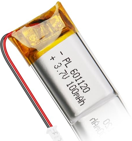 Batería LiPo 3.7V 100mAh 601120 - Batería de polímero de Litio Recargable con Placa de protección y Conector Micro JST 1.25 para Dispositivos electrónicos