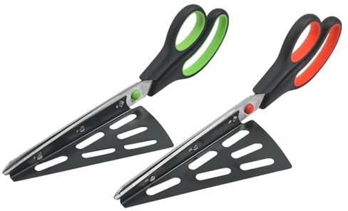 LIFKICH Forbici per Pizza Lavabili in Lavastoviglie 2 in Inossidabile con Base per Servire, Resistenti per Serate Pizza