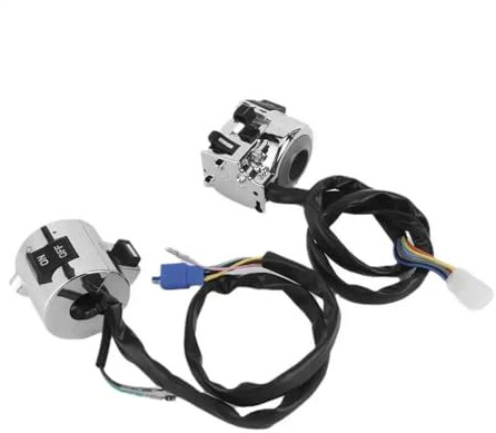 Motorrad Schalter Lenkerschalter 1 Paar 25mm Chrom Motorrad Motorrad Lenker Schalter Blinker Scheinwerfer Horn Schalter Steuer Taste Universal Zubehör