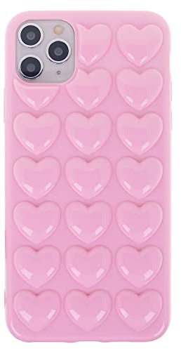DMaos für iPhone 11 Hülle für Frauen, 3D Pop Blase Herz Niedlich Gel Cover, Nette Girly für iPhone11 6,1 Zoll - Pink