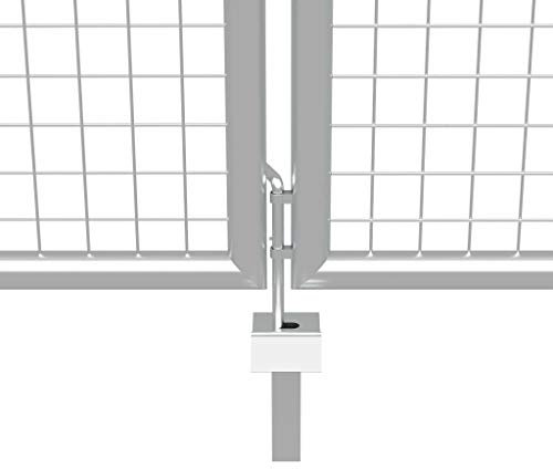 Tidyard Gartentor Gartenzaun Tor Doppeltor Gitterzauntor Gartenbarriere für Ihren Garten, Ihre Terrasse oder Ihren Innenhof,Flügeltor Gartentür Maschenweite:5 x 5 cm (B x H),verzinkter Stahl,Silbern