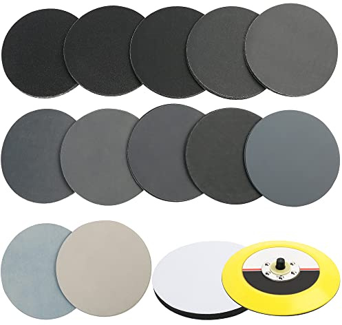 LotFancy Wet Dry Sanding Disc 6 Inch, 60PCS 60 to 7000 Grit, Silicon Carbide Hook and Loop Sandpaper with 6” Backing Pad and Foam Buffering Pad, for Automotive Wood Polishing & Finishing