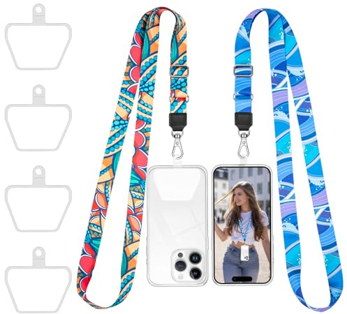Doormoon Phone Lanyard, Universal Adjustable Neck Straps for Phone Case Keys ID Badges Phone Accessorie Compatible with iPhone, Samsung, Motorola, LG & Most Smartphones, 2 Pack, Sea