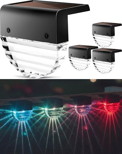 TIJNN Solar Deck Lights Outdoor, Fence Lights Waterproof Led Lights for Outdoor Stairs, Step, Yard,Patio Decor Illumination - 4 Pack