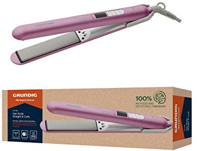 GRUNDIG HS 7130 Haarglätter, Glätteisen, Hairstyler, 4 Stufen, von 160 °C bis 220 °C, Ionic-Funktion, bewegliche Vollkeramikplatten, Turbo-Funktion, Rosé/Silber