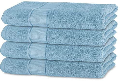 BANANALU 4er Set Handtücher 100% Baumwolle 50x100 Qualität 450g/m2, Hellblau, Placid Blue 15-3920