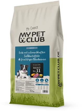 MyPetClub Hundefutter Ente 14,5 kg – Kaltgepresstes, getreidefreies Trockenfutter für Hunde mit hohem Fleischanteil, naturnah mit Kartoffeln & Blaubeeren