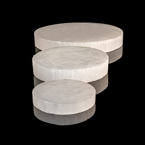 Plaque de chargement sélénite, disque de sélénite, plaque de chargement en cristal rond, disque de sélénite, plaque de chargement en cristal, décoration d'intérieur (10 cm)