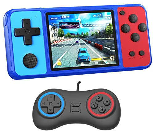 Bornkid Handheld Spielekonsole für Kinder und Seniors mit Integriertem 270 Videospiel 3.0 Zoll Wiederaufladbar Electronic Handheld Spiele hat 3,5 MM Kopfhörerbuchse (Schwarz Gelb)