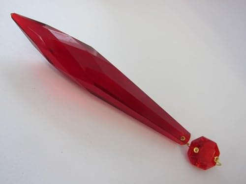 1 pcs Chandelier Pendant Icicle Teardrop with a Small Octagon Crystal 75 x 13mm + 14 mm Red