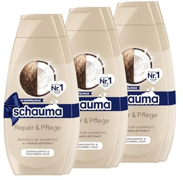 Schauma Shampoo Repair & Pflege, 2er Pack (3x 2x400 ml), Haarshampoo repariert das Haar und sorgt für Geschmeidigkeit, Reparatur-Shampoo für strapaziertes & trockenes Haar
