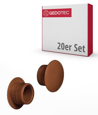 Gedotec Möbel-Abdeckkappen aus Kunststoff | 20 Stück Schrauben-Abdeckungen Rehbraun | H1117 | Endkappen für Schrauben-Bohrungen rund | Möbel-Kappen für Blindbohrung Ø 10 mm | Schraubenabdeckungen