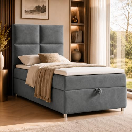 Trinity K2 Boxspringbett Single Bonellfederkern | Boxspringbett mit Matratze und Topper | Einzelbett | Polsterbett - Lieferung an die Bordsteinkante