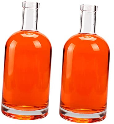 Zerodeko 2pezzi Bottiglia Di Vetro Trasparente Per Vino Liquore Apertura Allargata Facile Da Pulire Fondo Vite Stabile Adatto Per Casa Bar Club