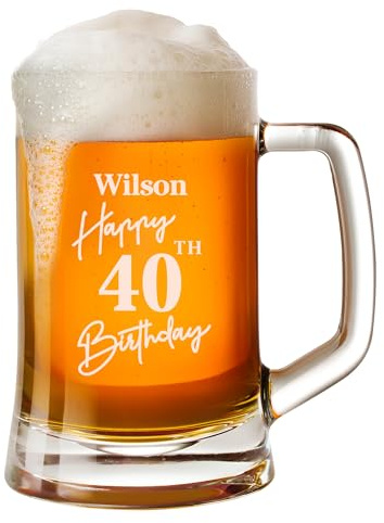 EDSG Personalised Pint Glass - Laser Engraved Beer Mug for 18th, 21st, 30th, 40th, 60th Birthday Gifts - Classic Tankards for Men, Boys, Dad, Husband, Best Friends (Design 1)