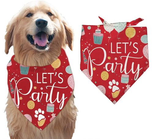 arricraft 1 Stück Haustier-Hundehalstuch, Bunte Ballonbänder Geburtstagsfeier Welpen Schal Halstuch Baumwolle Dekorative Haustier Bandana Haustierzubehör Für Hunde Liebhaber 78x55cm