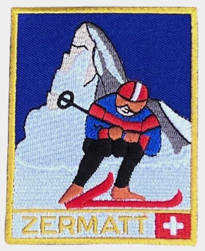 Toppa ricamata Zermatt_Svizzera (8,9 cm), da applicare con ferro da stiro, da cucire, per sci, avventura, viaggi, souvenir, zaino, borse, cappelli, giacche, sci, toppe regalo fai da te