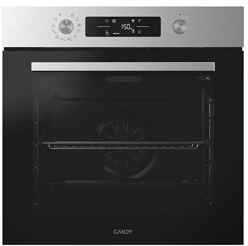 Candy C-Bake 800 CA6 NP5B3EHTX, Horno Multifunción, 78L, WIFI, 2 Bandejas 1 Rejilla, Limpieza Hidrolítica, Convección+Ventilador Snapfix, 12 Funciones, Mandos Push&Pull, Puerta 2 Cristales, Negro-Inox