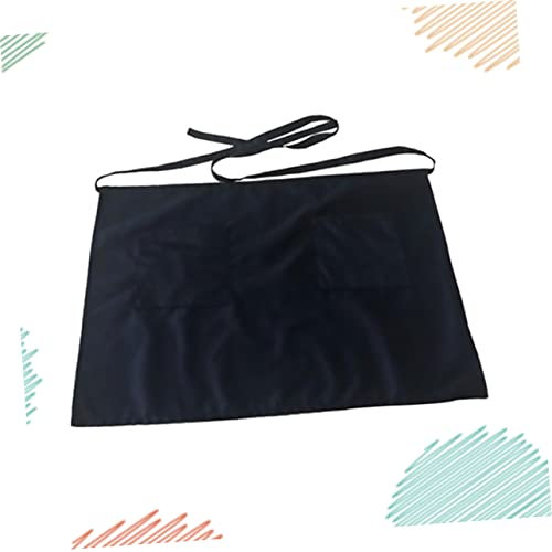 FUNOMOCYA Halblange Wasserdichte Schürze Mit Taschen Aus Schwarzem Polyester-baumwoll-material Für Gastronomie Küche Und Mehr Adjustable Waist Tie Für Passform