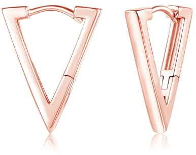 Cangall Creolen 925 Silber Triangel Ohrringe, Hypoallergen Knorpel Schlafen Dreieckig Damen Creolen Rose Gold Ohrringe Geometrisch Ohrschmuck zum Weihnachten