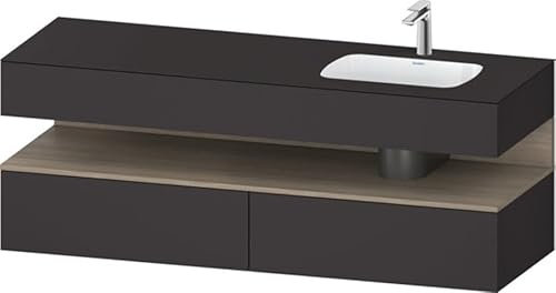 Duravit Qatego Einbauwaschtisch mit Konsolenwaschtischunterbau, 1600x550x600mm, Nische Eiche Terra, Becken rechts, QA4796035800000, Farbe: Graphit