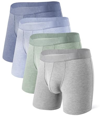 DAVID ARCHY Boxer Uomo in bambù Ultra Morbido, Mutande Boxer Bamboo Comodi, Intimo Maschile ，Traspiranti, 4 Paia