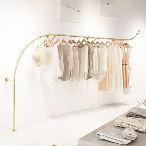 Appendiabiti da parete in oro,Espositore per abbigliamento per negozi al dettaglio,Appendiabiti commerciale Appendiabiti in metallo per impieghi gravosi Asta appendiabiti per camera da letto