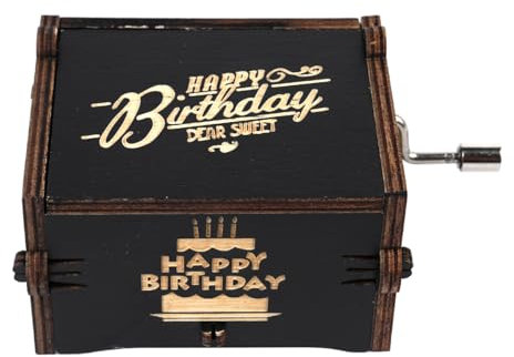 Ieron Scatola Musicale in Legno Vintage a manovella, Regalo per fidanzate, Ragazze, San Valentino, Anniversario di Matrimonio, Regalo Romantico per Donne, Fidanzata, Nero