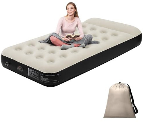Kitxedas Air Bed with Built in Pump, Single Mattress Inflatable JUST One-click, Single Air Mattresses with Built-in Pillow, Airbed Inflatable Bed Guest Blow up Mattress, 191x99x22cm