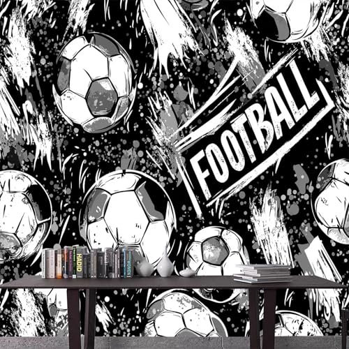 Art Photo Wallpaper 200 x 140 cm Sports Theme Football Non-Woven Living Room Bedroom Wall Decoration - Graffiti Style Text UV Protection Child Photo Mural - Living Room Sofa TV Background Wall Decor