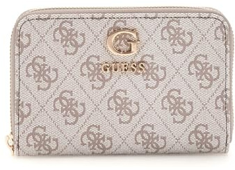 Guess Zamira Medium Zip Around Wallet Dark Taupe Logo
