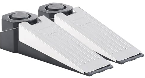 VisorTech Türkeil: 2er-Set elektronische 2in1-Türstopper mit Alarm (Alarmkeil, Alarmtürstopper, Reise)
