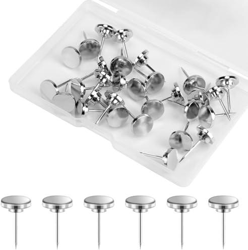 30st Reißzwecken Metall, Wand Nadeln zum Aufhängen von Bildern Kleine Wandnägel Dekorativ Push Pins für Korktafeln Bulletinkarten Poster Home Office Displays (Silber)