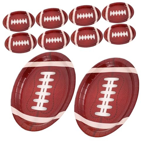 Supvox 25 Stk Rugby -pappteller Essensteller Fußball Dessertteller Fußball Party Liefert Fußball Kuchenteller Fußball Snack-fußball Vorspeise Fußball Vorspeisenteller Light Brown Papier