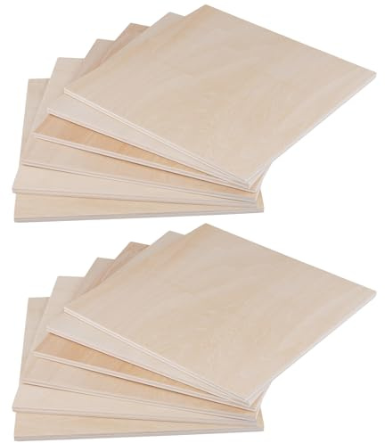 SYUTBOU Lot de 12 plaques de contreplaqué - 200 x 200 x 6 mm - Panneaux en bois de tilleul - Carré - Pour bricolage